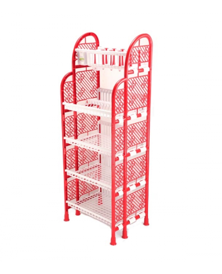 Tel Queen Kitchen Rack 5 Step - Red & White