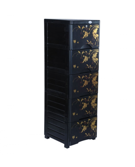 RFL 5D KD Elegant Single Wardrobe - Black & Golden